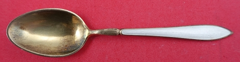 Demitasse Spoon vermeil w/ white enamel on both sides 3 3/4